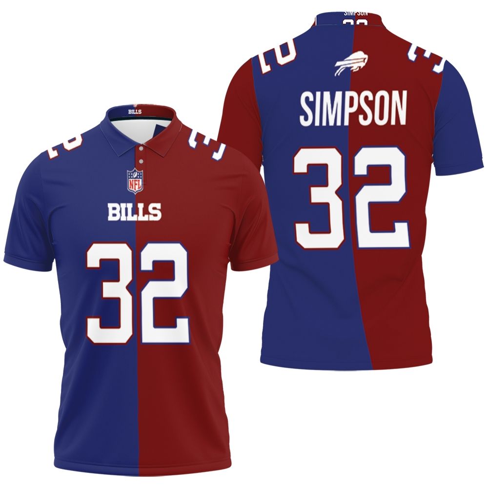 Art Buffalo Bills O. J. Simpson #32 Great Player Nfl Vapor Limited Royal Red Two Tone Jersey Style Polo Shirt Art Buffalo Bills O. J. Simpson #32 Great Player Nfl Vapor Limited Royal Red Two Tone Jersey Style Polo Shirt