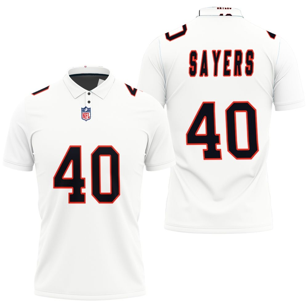 Art Chicago Bears Gale Sayers #40 Great Player Nfl American Football Team Custom Game White Polo Shirt Art Chicago Bears Gale Sayers #40 Great Player Nfl American Football Team Custom Game White Polo Shirt