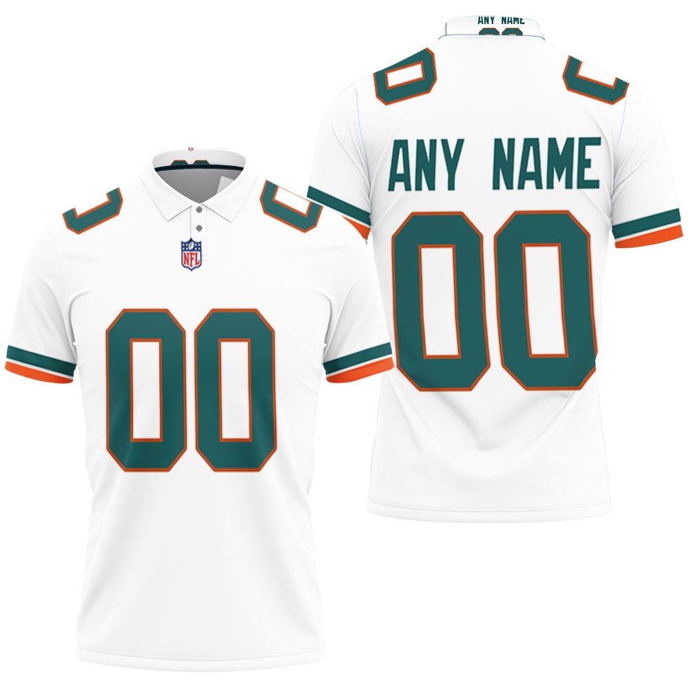 Art Miami Dolphins Nfl American Football White 2019 Alternate Game Polo Shirt Art Miami Dolphins Nfl American Football White 2019 Alternate Game Polo Shirt