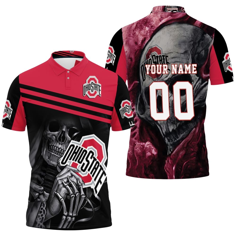 Art Ohio State Buckeyes Maiden Skull Fan Personalized 3D All Over Print Polo Shirt Art Ohio State Buckeyes Maiden Skull Fan Personalized 3D All Over Print Polo Shirt