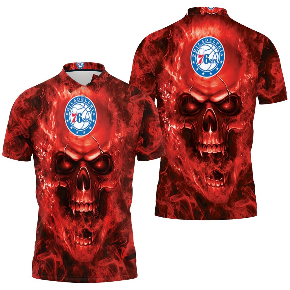 Art Philadelphia 76ers Nba Fans Skull 3D All Over Print Polo Shirt Art Philadelphia 76ers Nba Fans Skull 3D All Over Print Polo Shirt