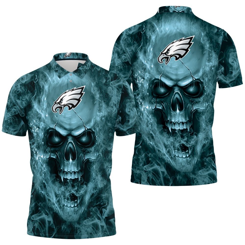 Art Philadelphia Eagles Nfl Fans Skull 3D All Over Print Polo Shirt Art Philadelphia Eagles Nfl Fans Skull 3D All Over Print Polo Shirt