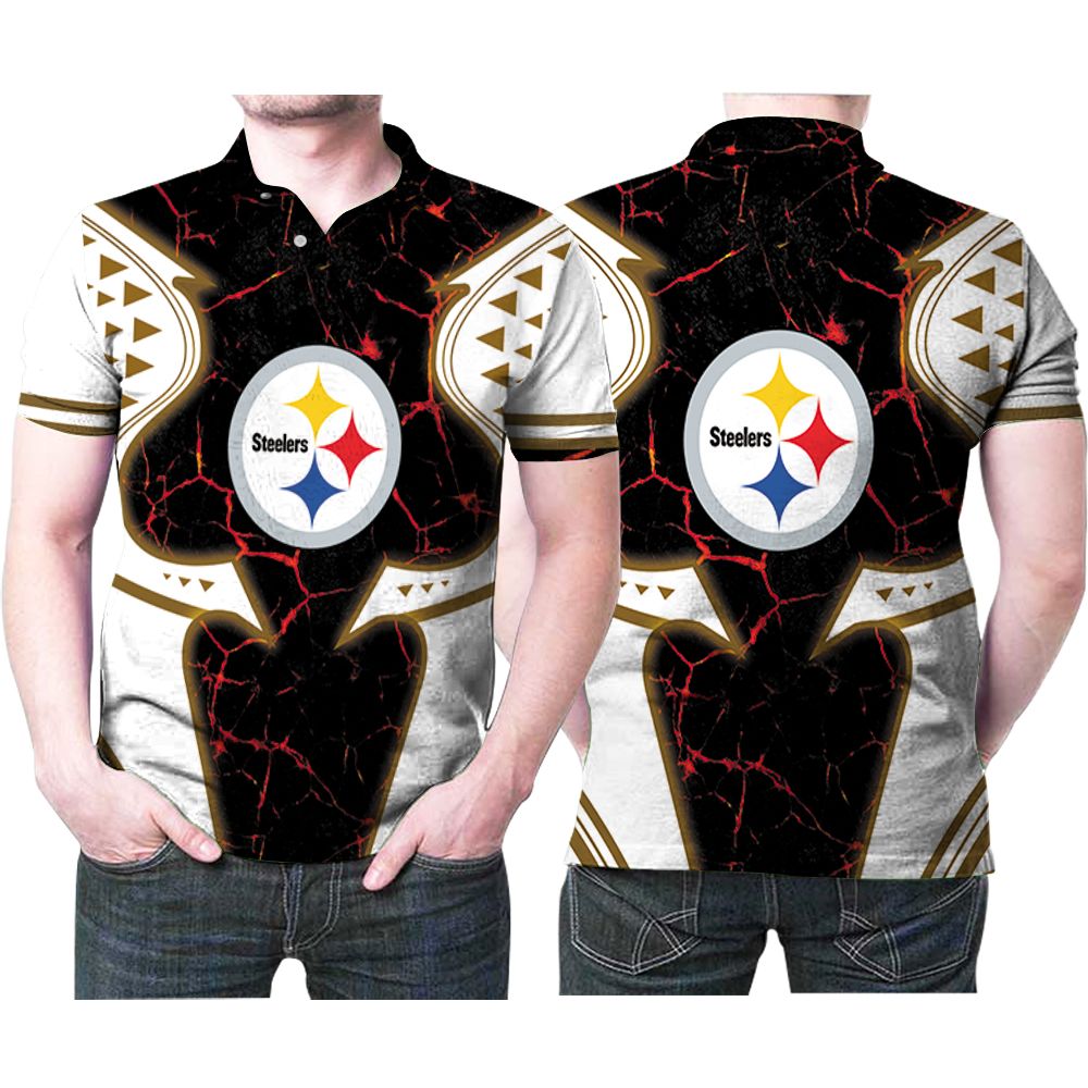 Art Pittsburgh Steelers Logo Fire Lava Printed 3D All Over Print Polo Shirt Art Pittsburgh Steelers Logo Fire Lava Printed 3D All Over Print Polo Shirt