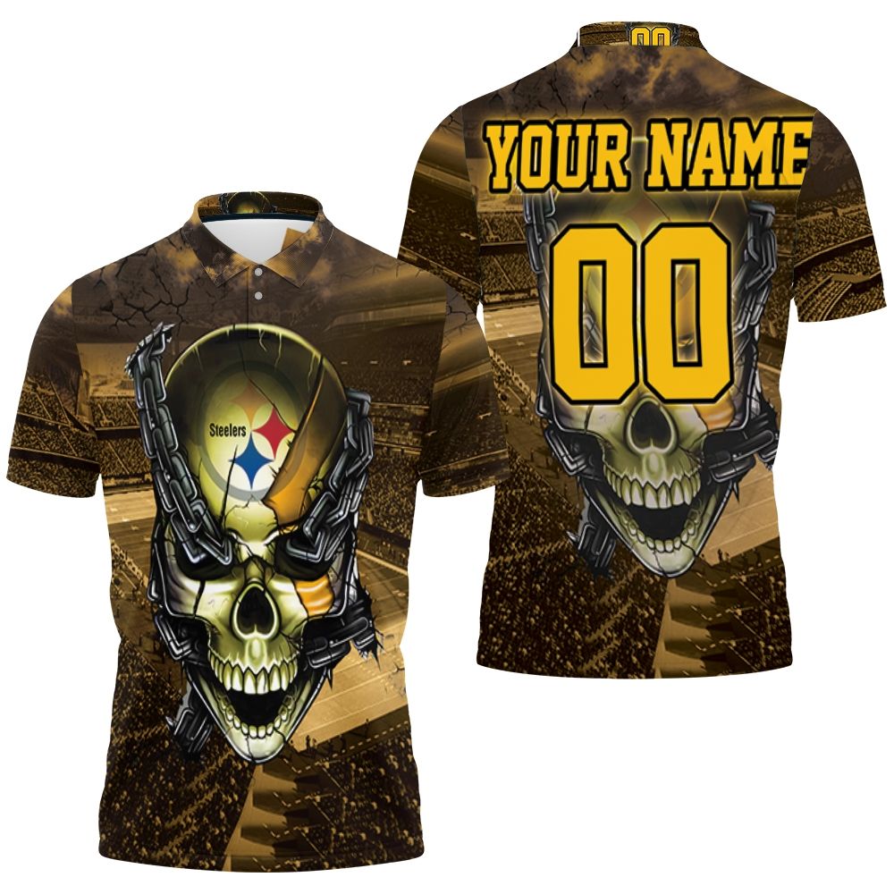Art Pittsburgh Steelers Skull Chain Personalized 3D All Over Print Polo Shirt Art Pittsburgh Steelers Skull Chain Personalized 3D All Over Print Polo Shirt