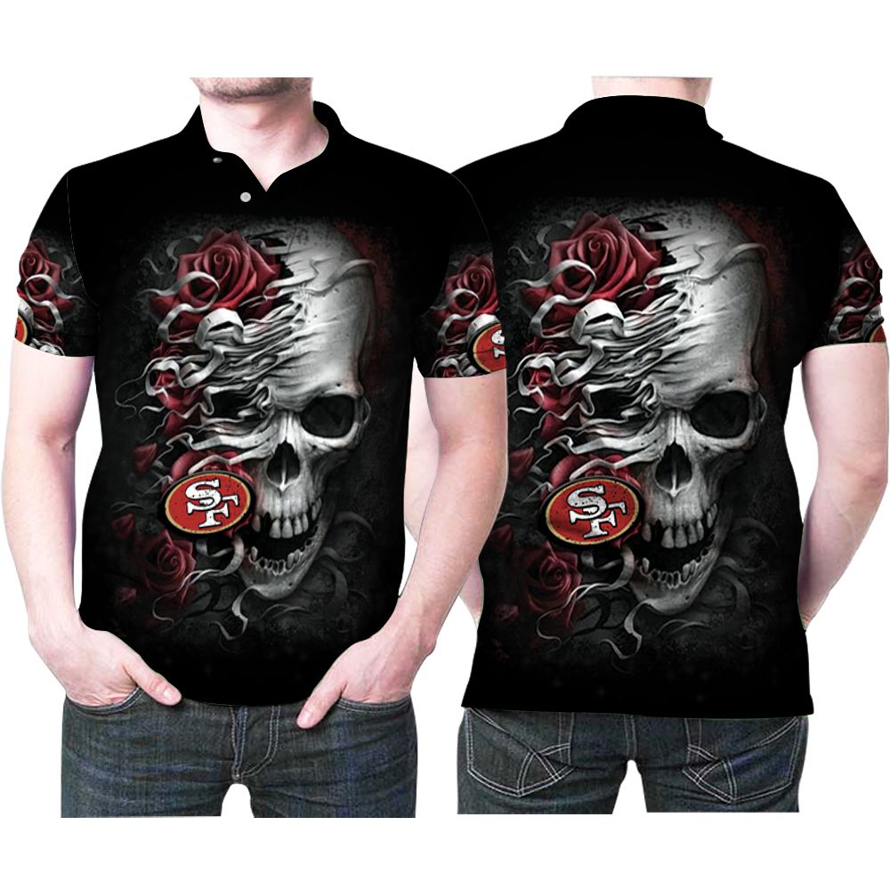 Art San Francisco 49ers Skull Rose Flower 3D All Over Print Polo Shirt Art San Francisco 49ers Skull Rose Flower 3D All Over Print Polo Shirt