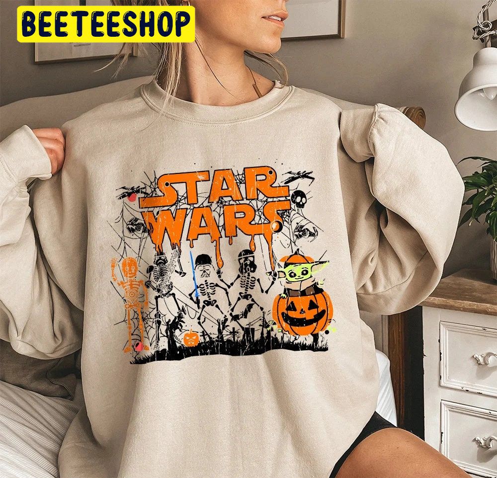 Art Star Wars Skeleton Yoda And Pumpkin Halloween Unisex Sweatshirt Art Star Wars Skeleton Yoda And Pumpkin Halloween Unisex Sweatshirt