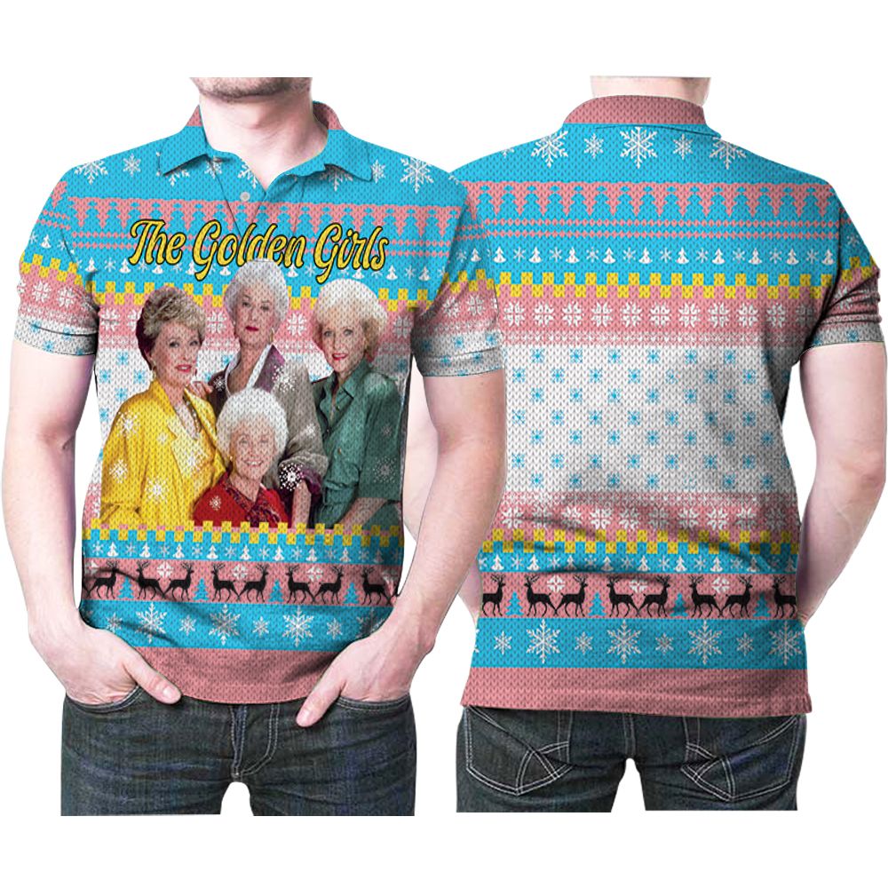 Art The Golden Girls Fan Ugly Christmas Pattern 3D All Over Print Polo Shirt Art The Golden Girls Fan Ugly Christmas Pattern 3D All Over Print Polo Shirt