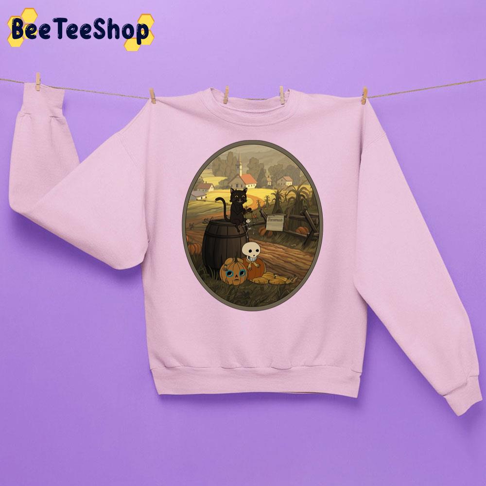 At The End Of The Road Pumpkin Skull And Black Cat Trending Unisex Sweatshirt At The End Of The Road Pumpkin Skull And Black Cat Trending Unisex Sweatshirt