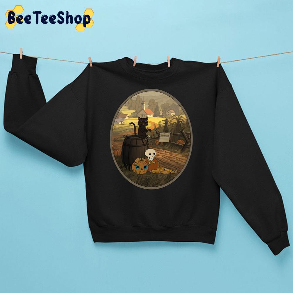 At The End Of The Road Pumpkin Skull And Black Cat Trending Unisex Sweatshirt At The End Of The Road Pumpkin Skull And Black Cat Trending Unisex Sweatshirt