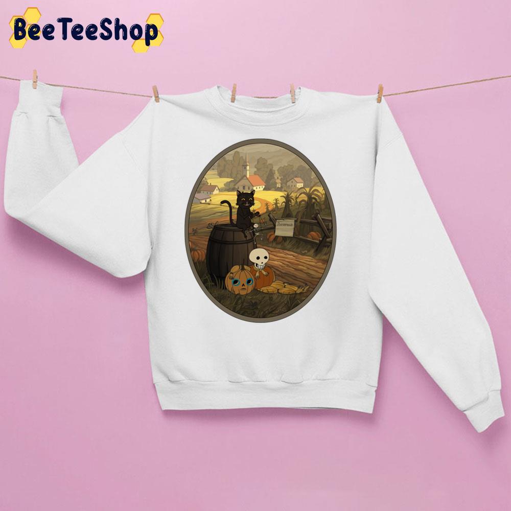 At The End Of The Road Pumpkin Skull And Black Cat Trending Unisex Sweatshirt At The End Of The Road Pumpkin Skull And Black Cat Trending Unisex Sweatshirt