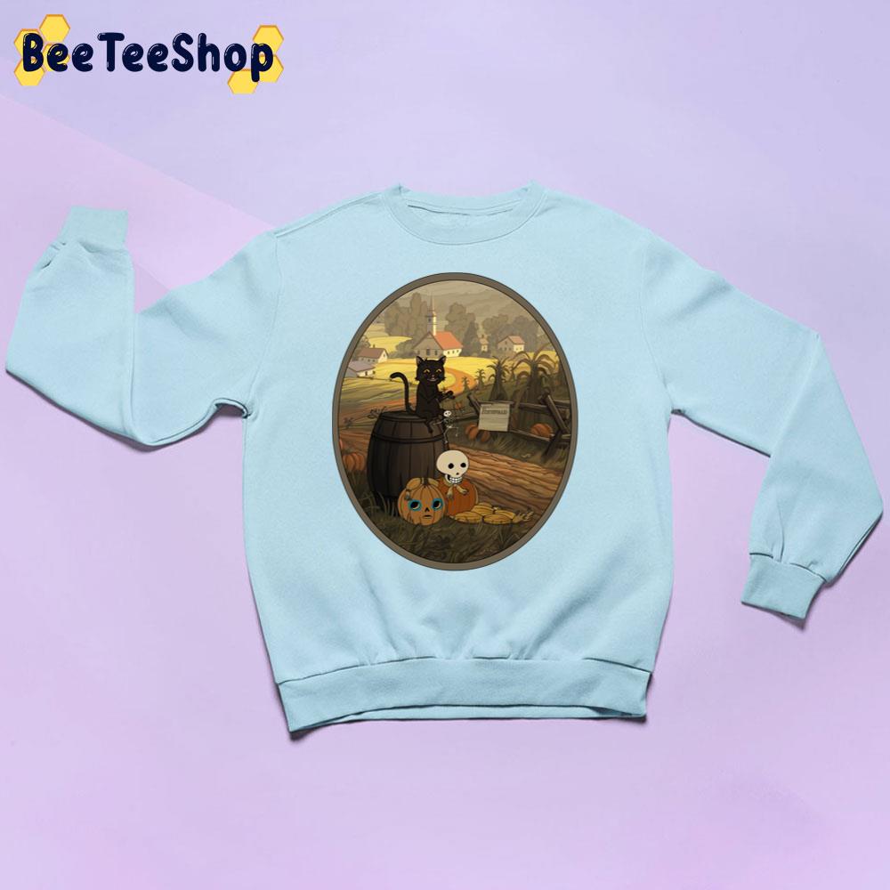 At The End Of The Road Pumpkin Skull And Black Cat Trending Unisex Sweatshirt At The End Of The Road Pumpkin Skull And Black Cat Trending Unisex Sweatshirt