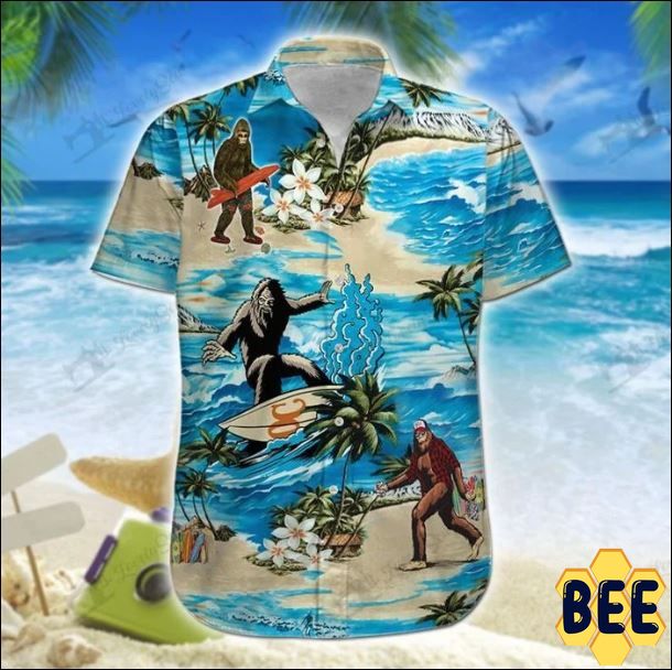 Big Foot Surfing Tropical Trending Hawaiian Shirt Big Foot Surfing Tropical Trending Hawaiian Shirt