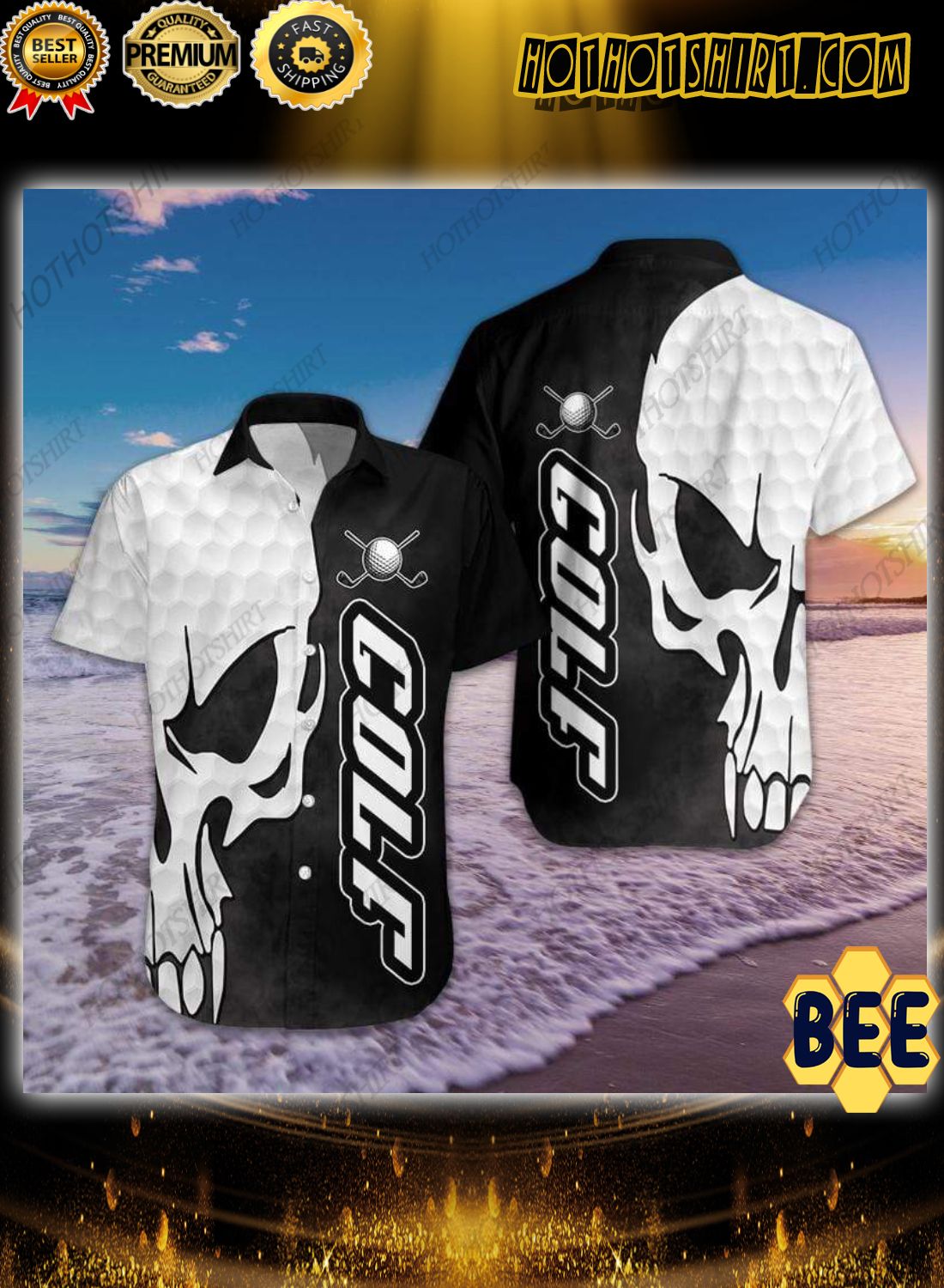 Black And White Golf Skull Trending Hawaiian Shirt Black And White Golf Skull Trending Hawaiian Shirt