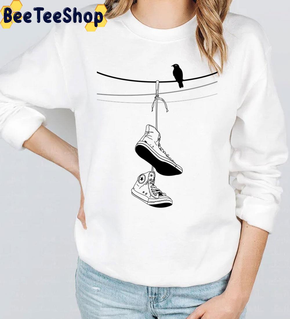 Black Art Converse And Bird Unisex T-Shirt Black Art Converse And Bird Unisex T-Shirt