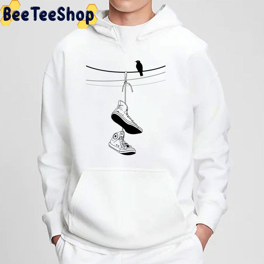 Black Art Converse And Bird Unisex T-Shirt Black Art Converse And Bird Unisex T-Shirt