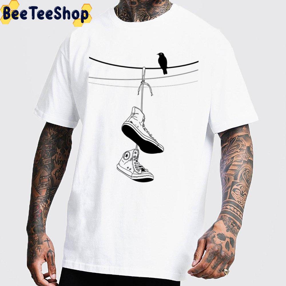 Black Art Converse And Bird Unisex T-Shirt Black Art Converse And Bird Unisex T-Shirt