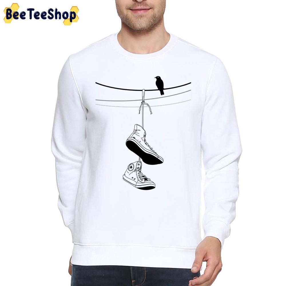 Black Art Converse And Bird Unisex T-Shirt Black Art Converse And Bird Unisex T-Shirt