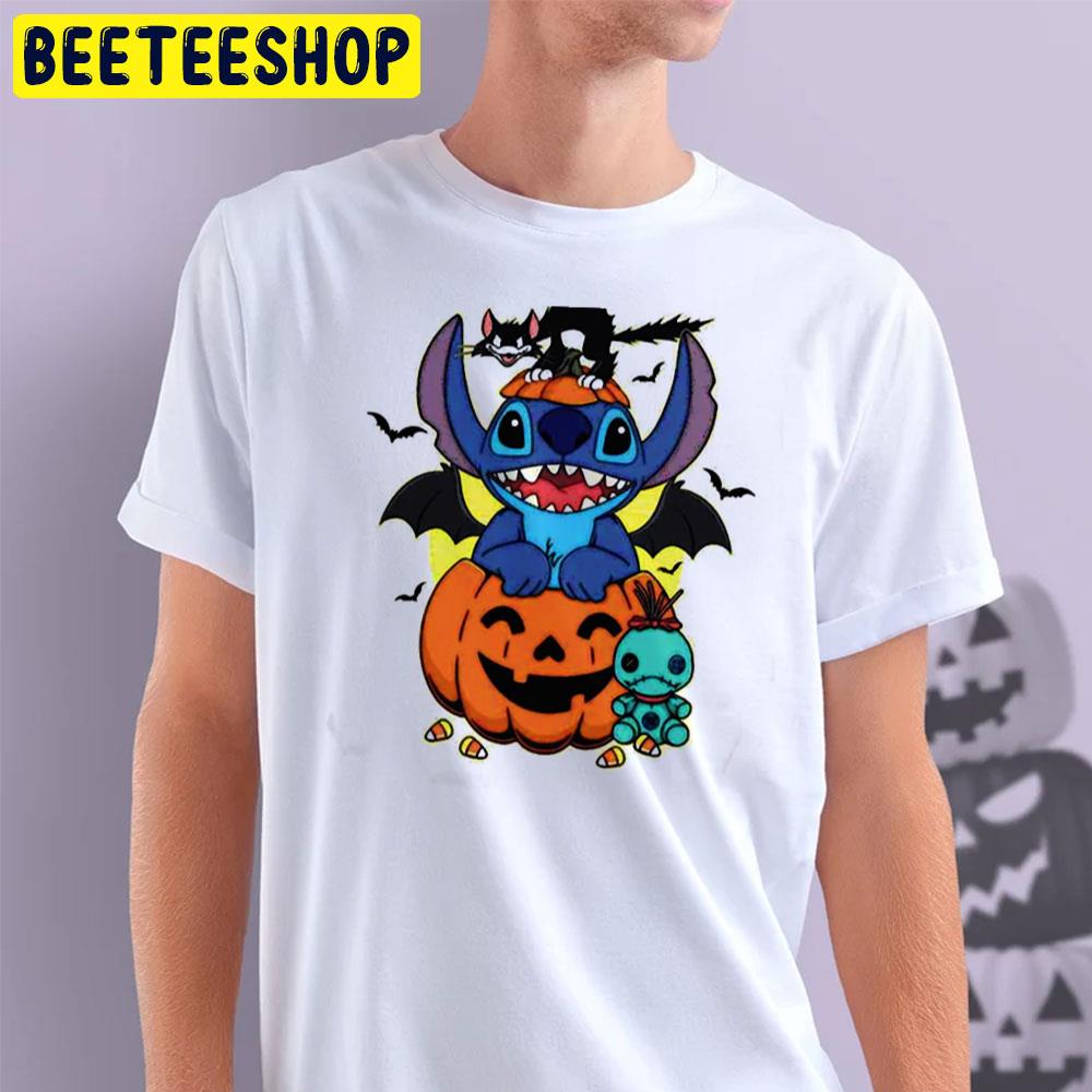 Black Cat And Stitch Horror Halloween Trending Unisex T-Shirt Black Cat And Stitch Horror Halloween Trending Unisex T-Shirt