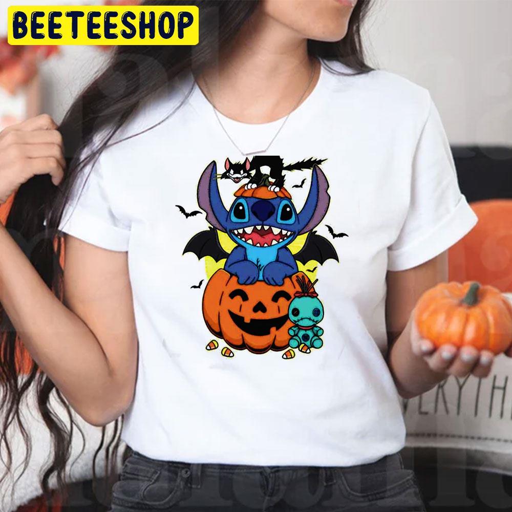 Black Cat And Stitch Horror Halloween Trending Unisex T-Shirt Black Cat And Stitch Horror Halloween Trending Unisex T-Shirt