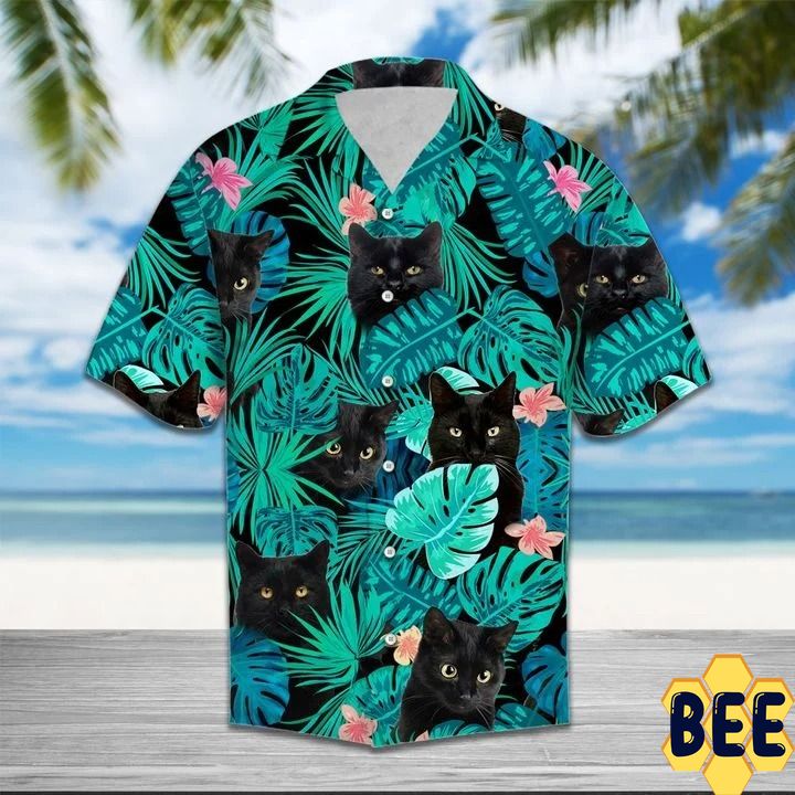 Black Cat Tropical Trending Hawaiian Shirt Black Cat Tropical Trending Hawaiian Shirt