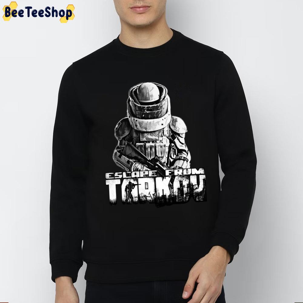 Black White Art Escape From Tarkov Game Trending Unisex T-Shirt Black White Art Escape From Tarkov Game Trending Unisex T-Shirt