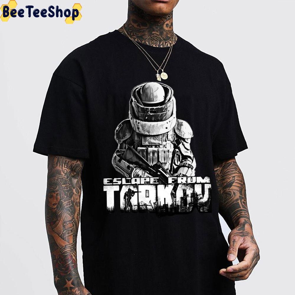 Black White Art Escape From Tarkov Game Trending Unisex T-Shirt Black White Art Escape From Tarkov Game Trending Unisex T-Shirt