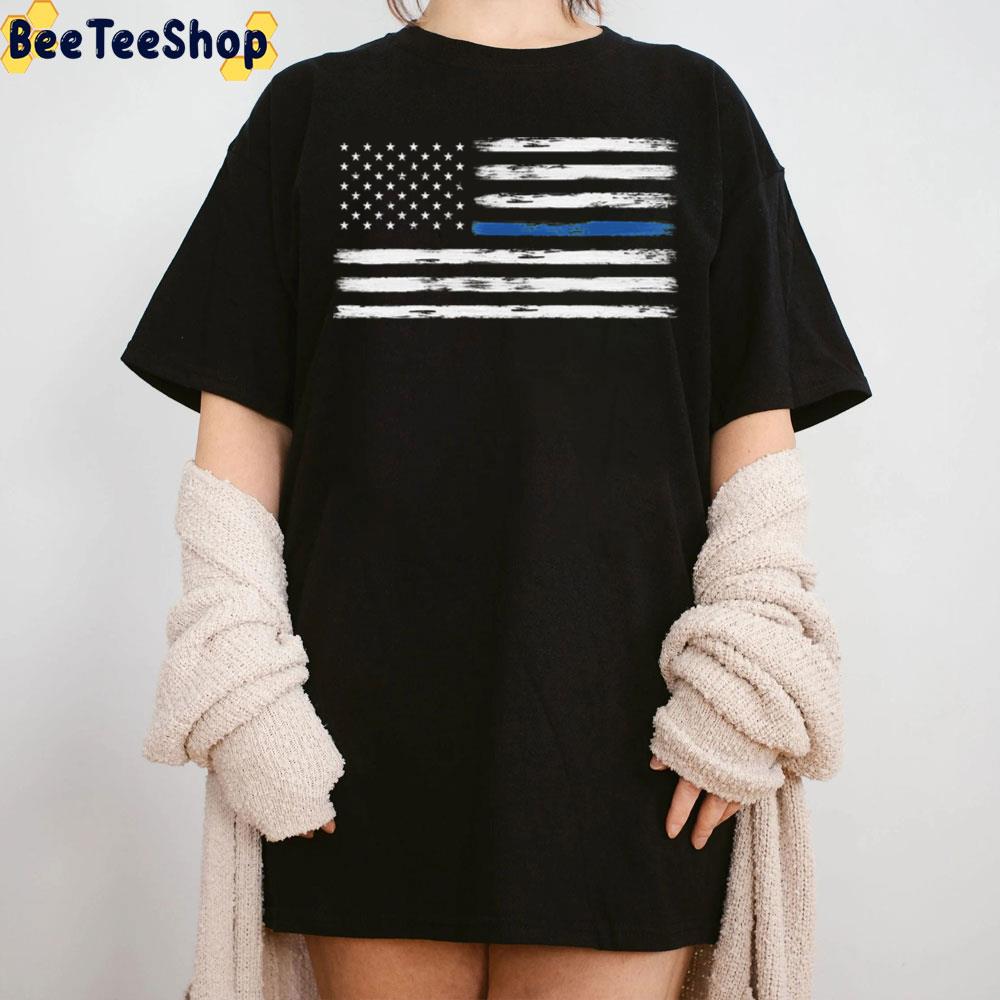 Blue Line White America Flag Trending Unisex T-Shirt Blue Line White America Flag Trending Unisex T-Shirt