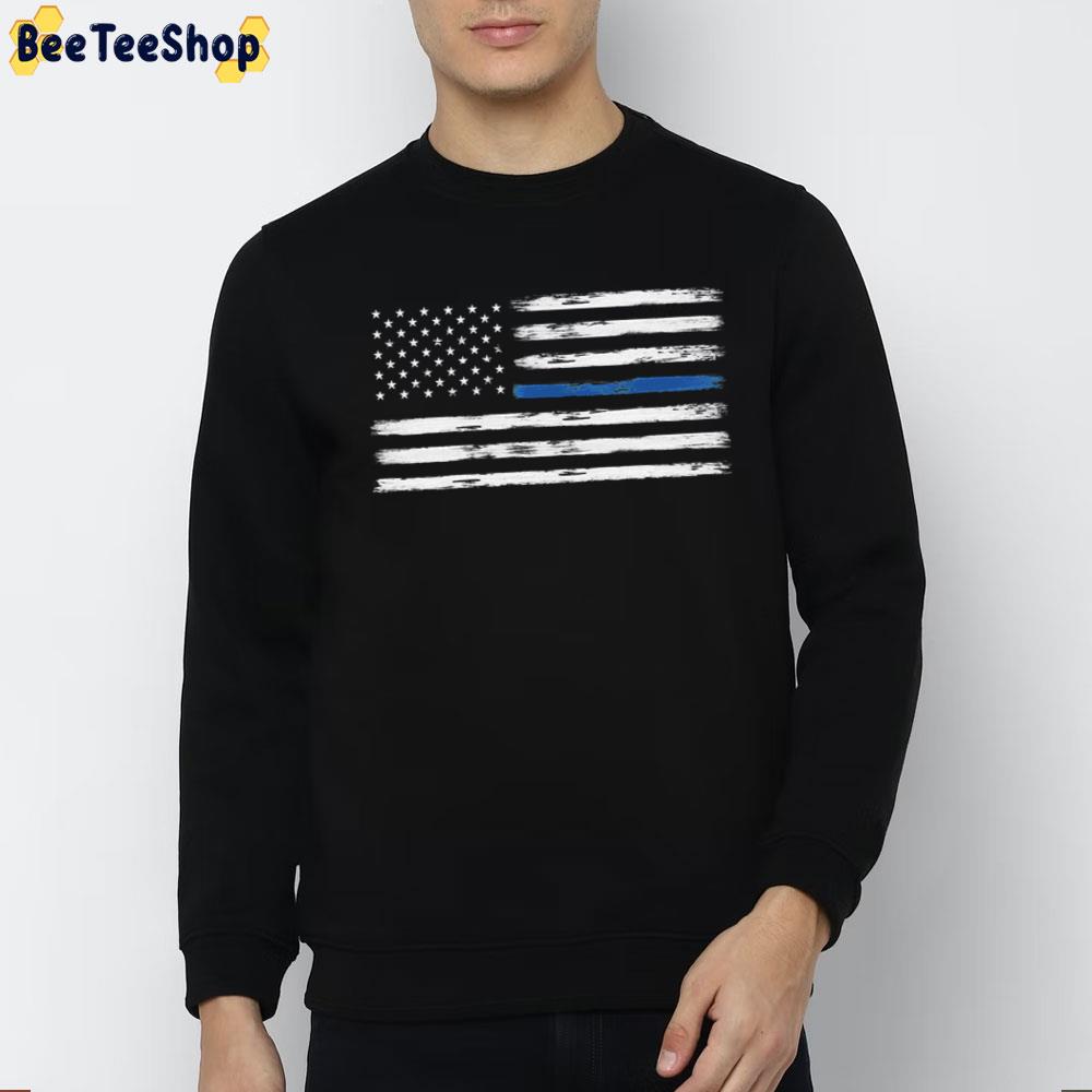 Blue Line White America Flag Trending Unisex T-Shirt Blue Line White America Flag Trending Unisex T-Shirt