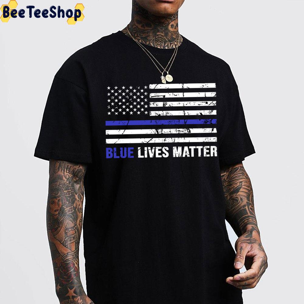 Blue Lives Matter Blue Lives Line American Flag Trending Unisex T-Shirt Blue Lives Matter Blue Lives Line American Flag Trending Unisex T-Shirt