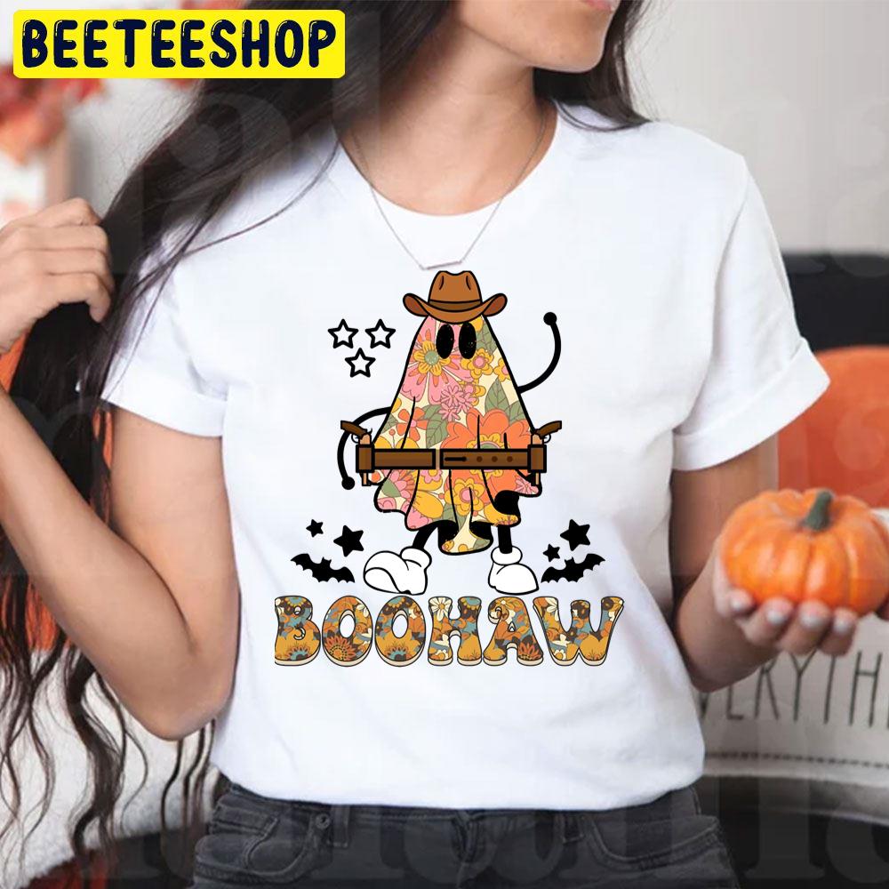 Boo Haw Cowboy Ghost Flower Pattern Halloween Trending Unisex T-Shirt Boo Haw Cowboy Ghost Flower Pattern Halloween Trending Unisex T-Shirt