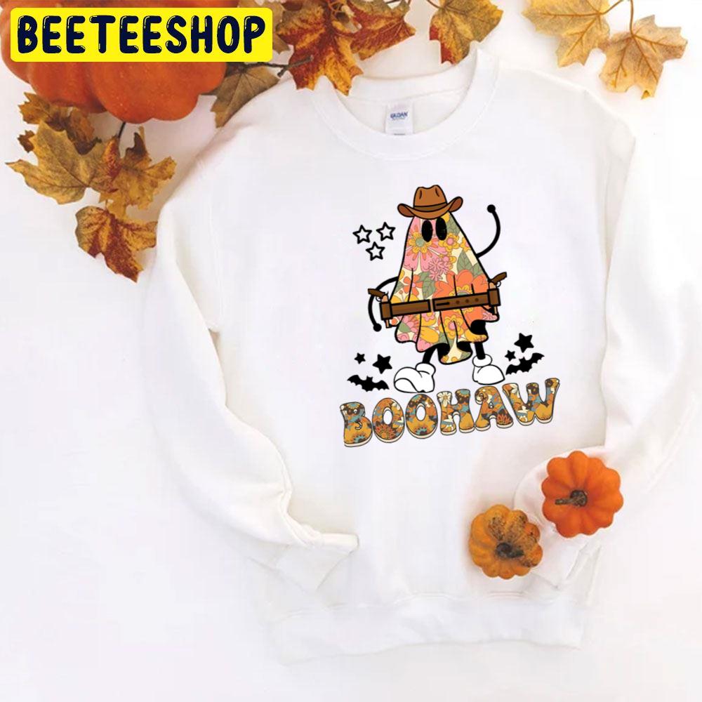 Boo Haw Cowboy Ghost Flower Pattern Halloween Trending Unisex T-Shirt Boo Haw Cowboy Ghost Flower Pattern Halloween Trending Unisex T-Shirt