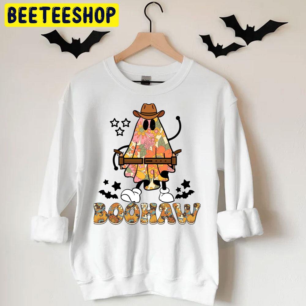 Boo Haw Cowboy Ghost Flower Pattern Halloween Trending Unisex T-Shirt Boo Haw Cowboy Ghost Flower Pattern Halloween Trending Unisex T-Shirt