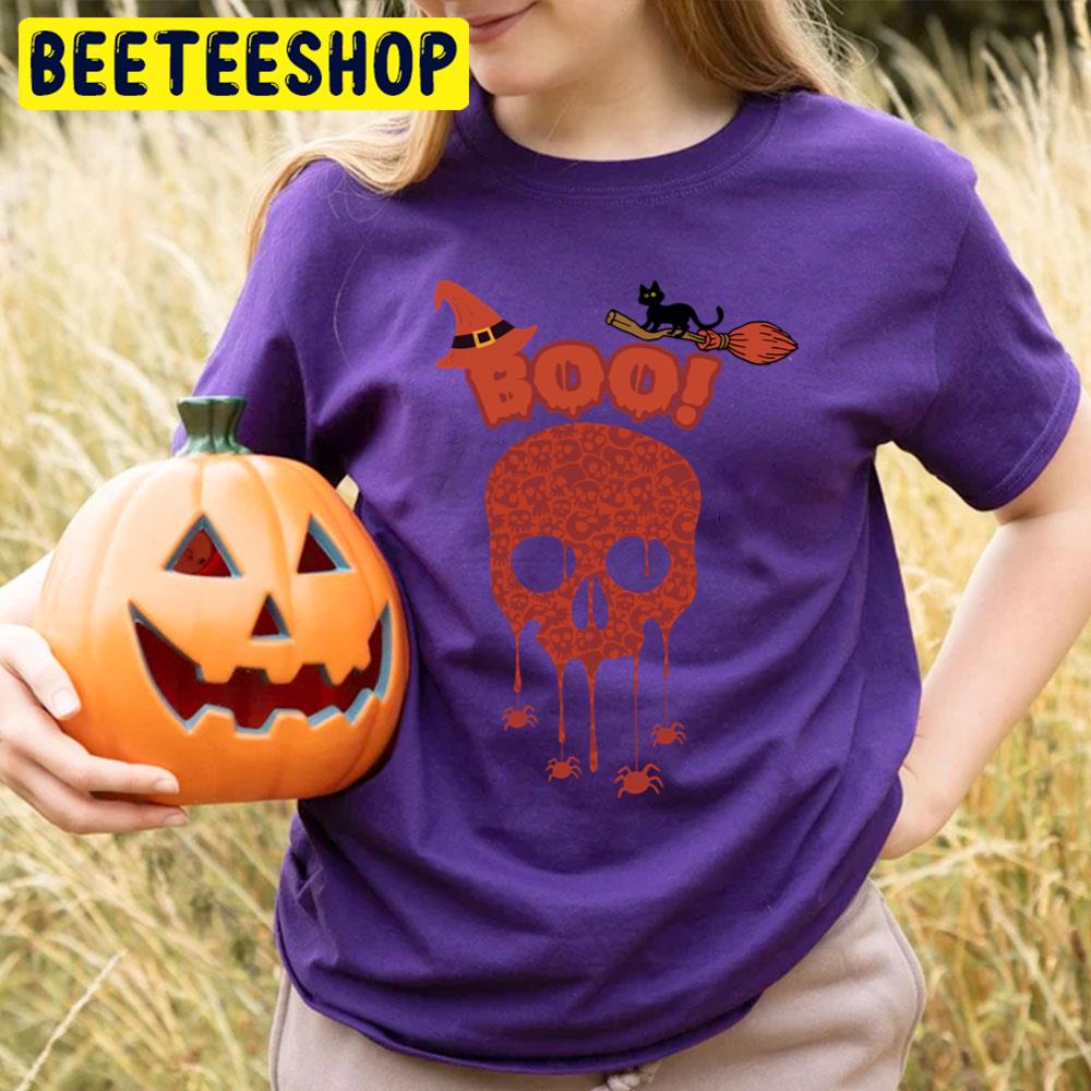 Boo Skull And Black Cat Halloween Trending Unisex T-Shirt Boo Skull And Black Cat Halloween Trending Unisex T-Shirt