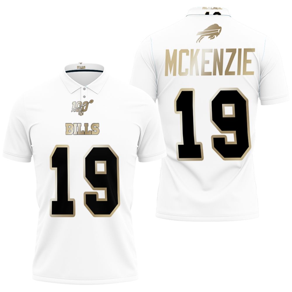 Buffalo Bills Isaiah Mckenzie #19 Nfl White 100th Season Golden Edition Jersey Style 3D All Over Print Polo Shirt Buffalo Bills Isaiah Mckenzie #19 Nfl White 100th Season Golden Edition Jersey Style 3D All Over Print Polo Shirt