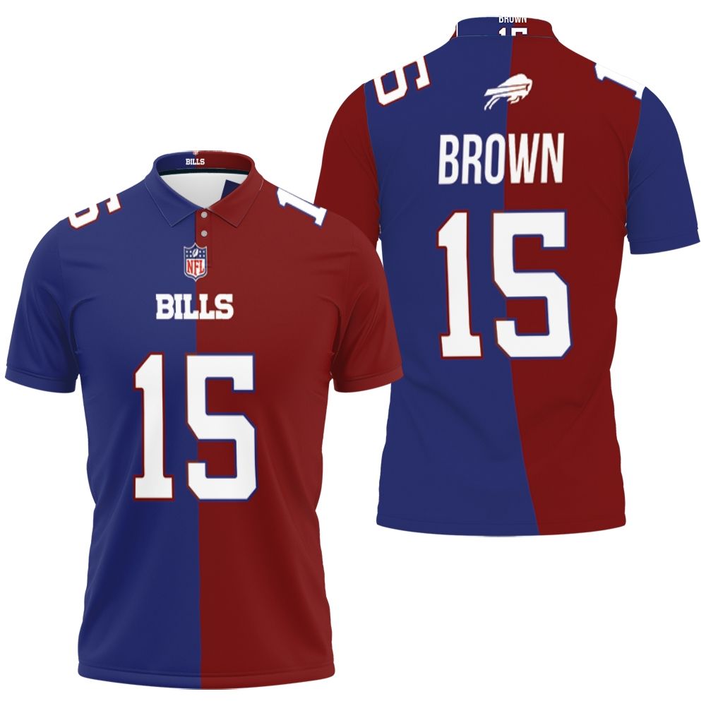 Buffalo Bills John Brown #15 Great Player Nfl Vapor Limited Royal Red Two Tone Jersey Style Polo Shirt Buffalo Bills John Brown #15 Great Player Nfl Vapor Limited Royal Red Two Tone Jersey Style Polo Shirt