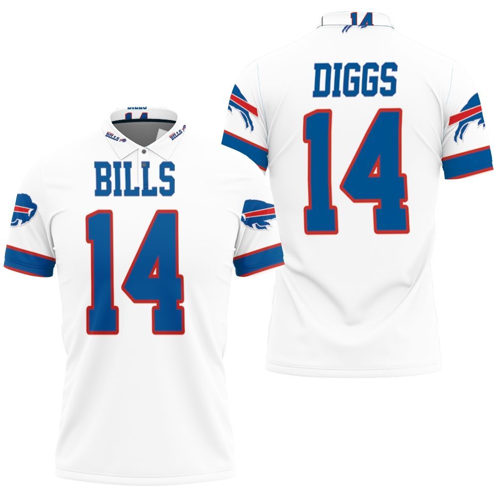 Buffalo Bills Stefon Diggs 14 White Jersey Inspired Style 3D All Over Print Polo Shirt Buffalo Bills Stefon Diggs 14 White Jersey Inspired Style 3D All Over Print Polo Shirt