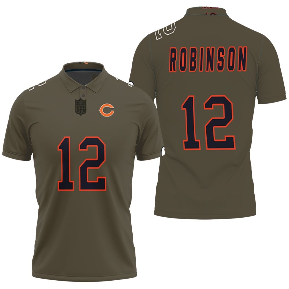 Chicago Bears Allen Robinson #12 Great Player Nfl Salute To Service Retired Player Limited Olive Jersey Style Polo Shirt Chicago Bears Allen Robinson #12 Great Player Nfl Salute To Service Retired Player Limited Olive Jersey Style Polo Shirt