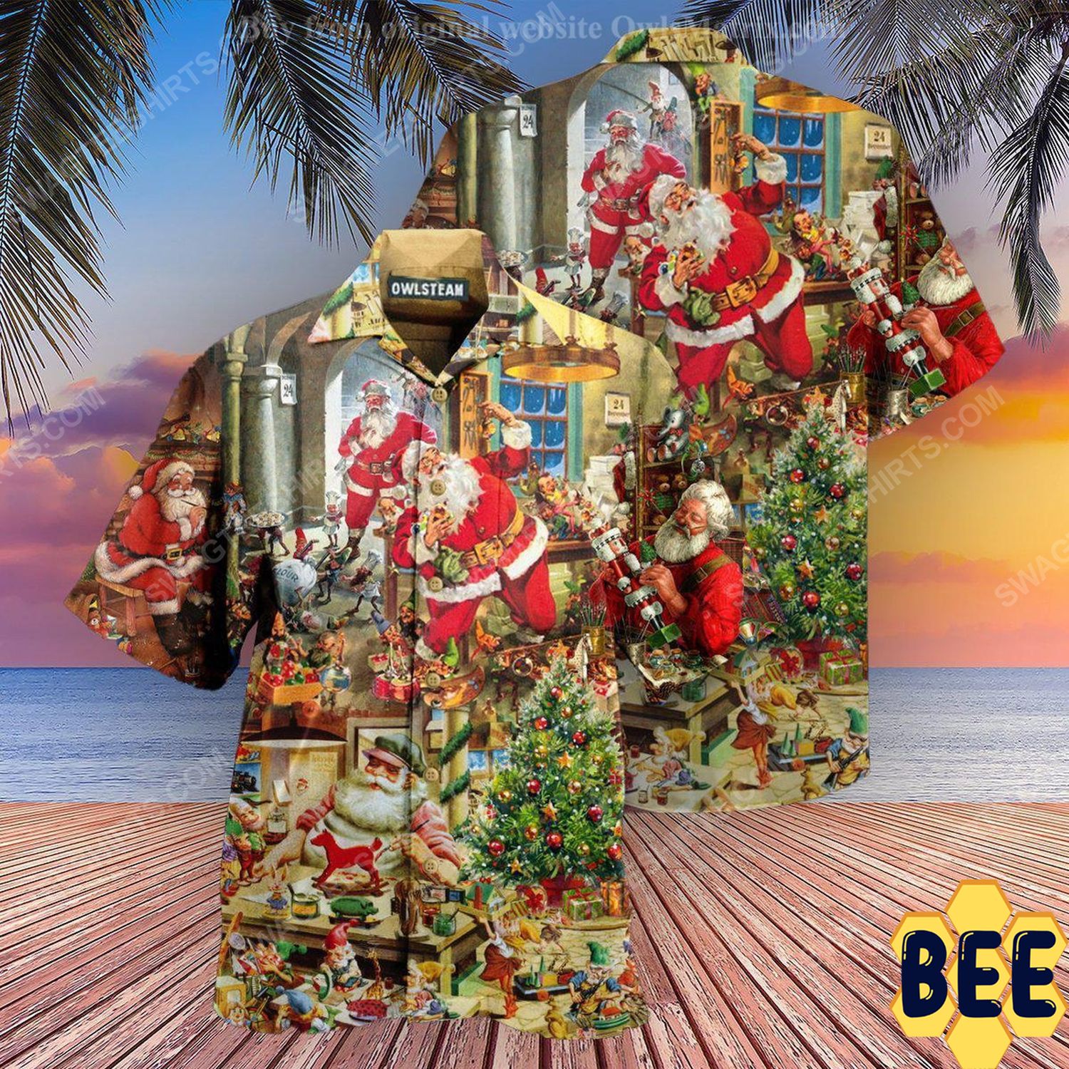 Christmas Holiday Santa's Toy Workshop Full Print Trending Hawaiian Shirt Christmas Holiday Santa's Toy Workshop Full Print Trending Hawaiian Shirt
