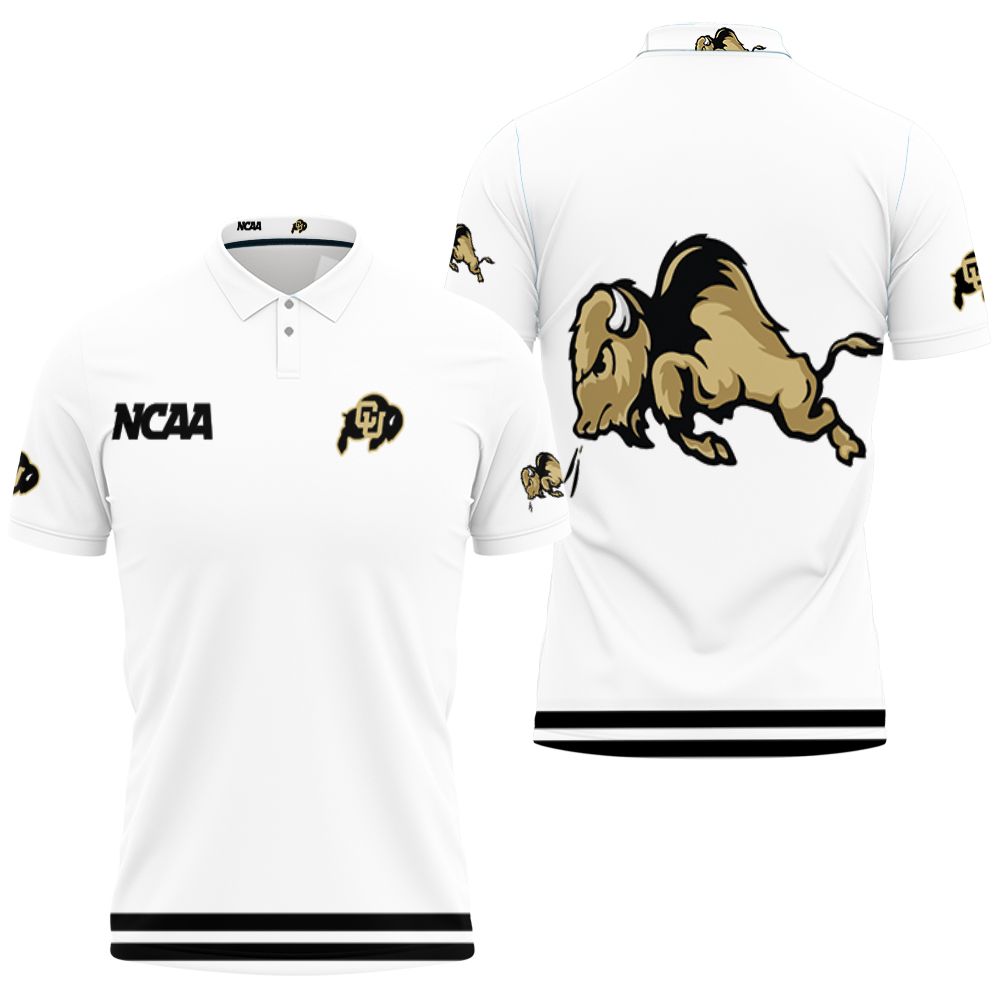 Colorado Buffaloes Ncaa Classic White With Mascot Logo 3D All Over Print Polo Shirt Colorado Buffaloes Ncaa Classic White With Mascot Logo 3D All Over Print Polo Shirt