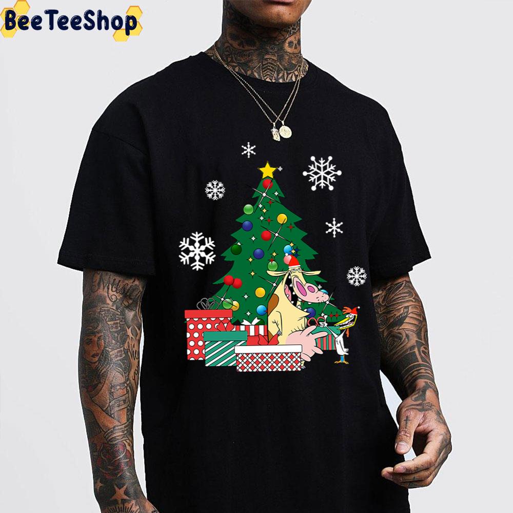 Cow Around The Christmas Tree Cow And Chicken Trending Unisex T-Shirt Cow Around The Christmas Tree Cow And Chicken Trending Unisex T-Shirt
