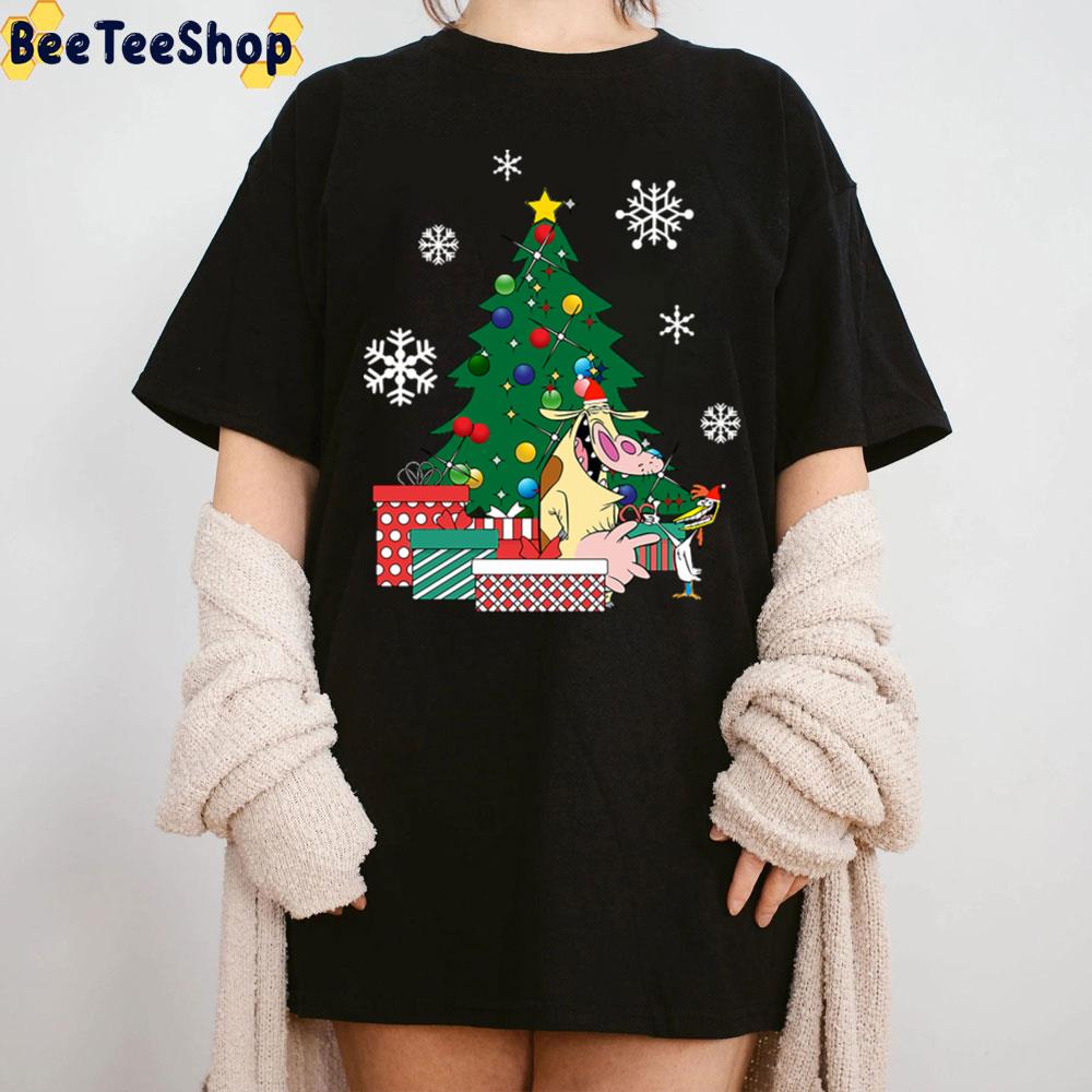 Cow Around The Christmas Tree Cow And Chicken Trending Unisex T-Shirt Cow Around The Christmas Tree Cow And Chicken Trending Unisex T-Shirt