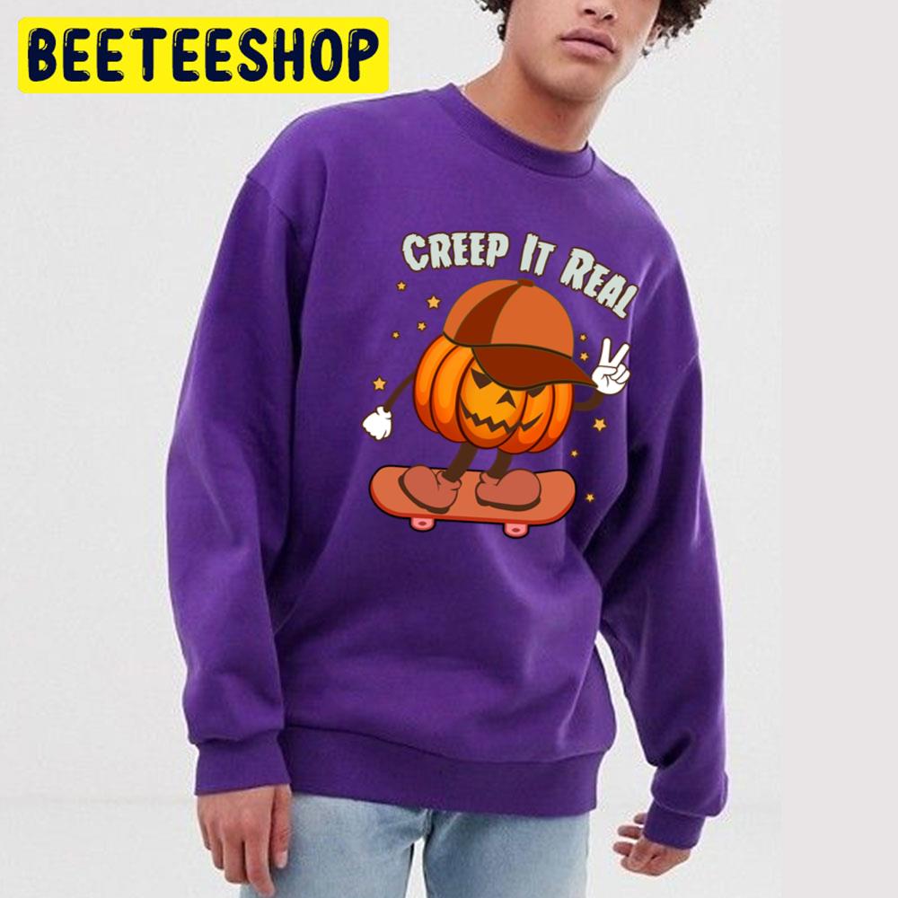 Creep It Real Pumpkin Skateboarding Halloween Trending Unisex T-Shirt Creep It Real Pumpkin Skateboarding Halloween Trending Unisex T-Shirt