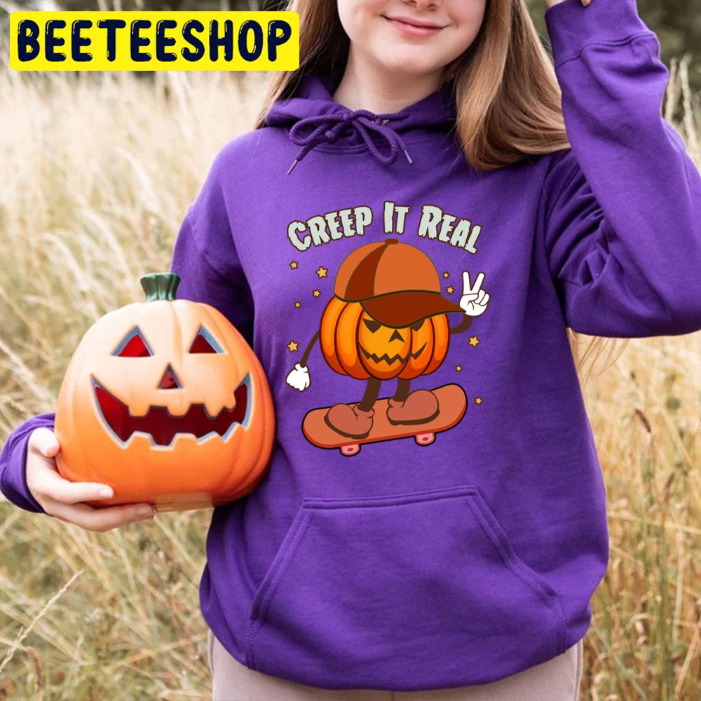 Creep It Real Pumpkin Skateboarding Halloween Trending Unisex T-Shirt Creep It Real Pumpkin Skateboarding Halloween Trending Unisex T-Shirt