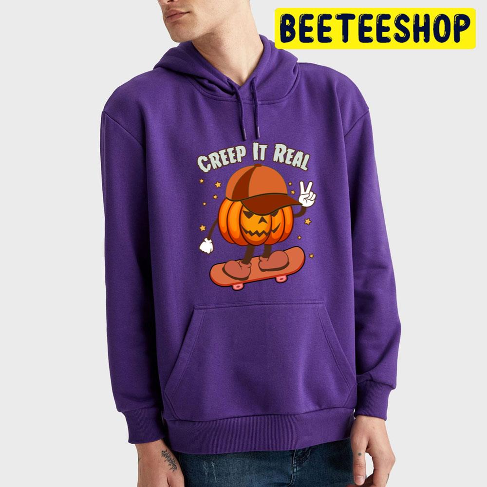 Creep It Real Pumpkin Skateboarding Halloween Trending Unisex T-Shirt Creep It Real Pumpkin Skateboarding Halloween Trending Unisex T-Shirt