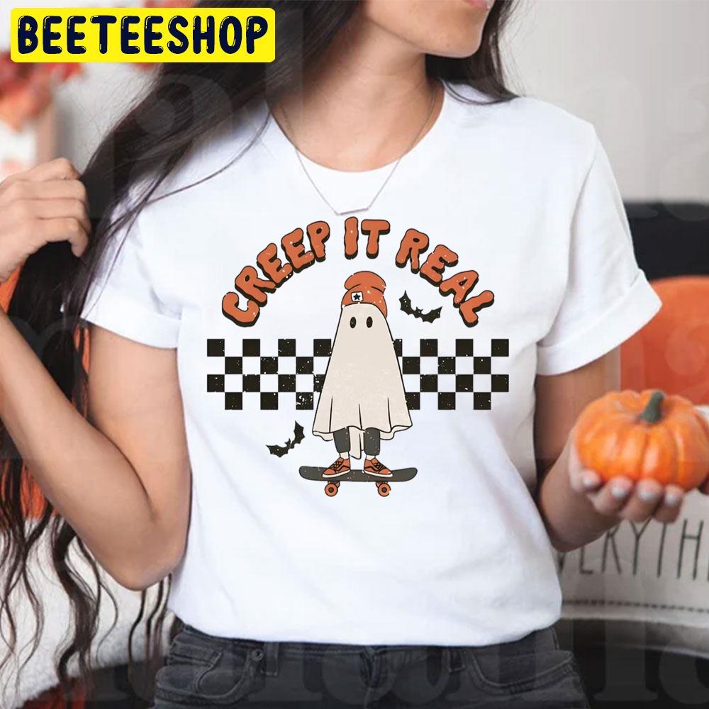 Creep It Real Skateboarding Ghost Boy Fall Season Halloween Trending Unisex T-Shirt Creep It Real Skateboarding Ghost Boy Fall Season Halloween Trending Unisex T-Shirt