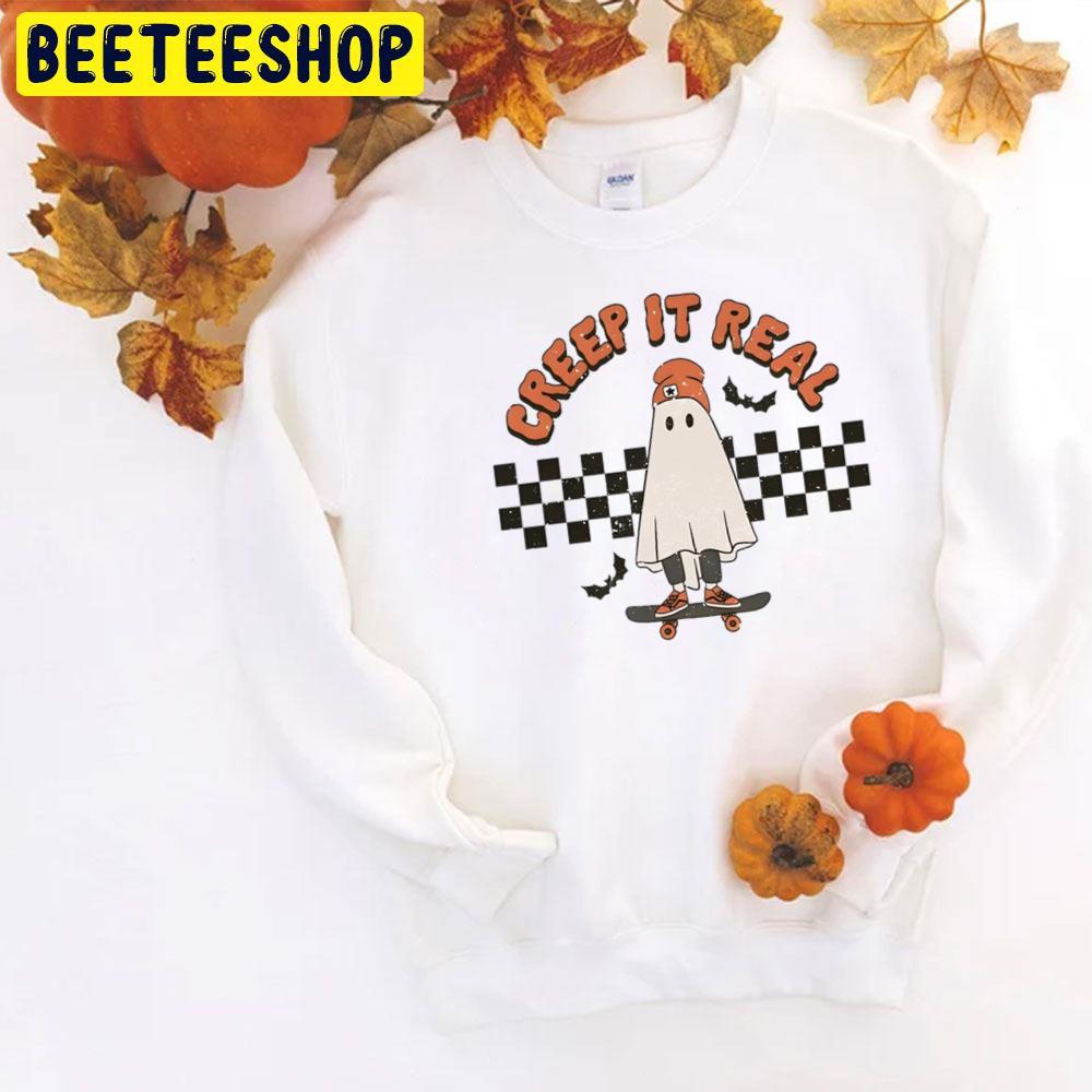 Creep It Real Skateboarding Ghost Boy Fall Season Halloween Trending Unisex T-Shirt Creep It Real Skateboarding Ghost Boy Fall Season Halloween Trending Unisex T-Shirt