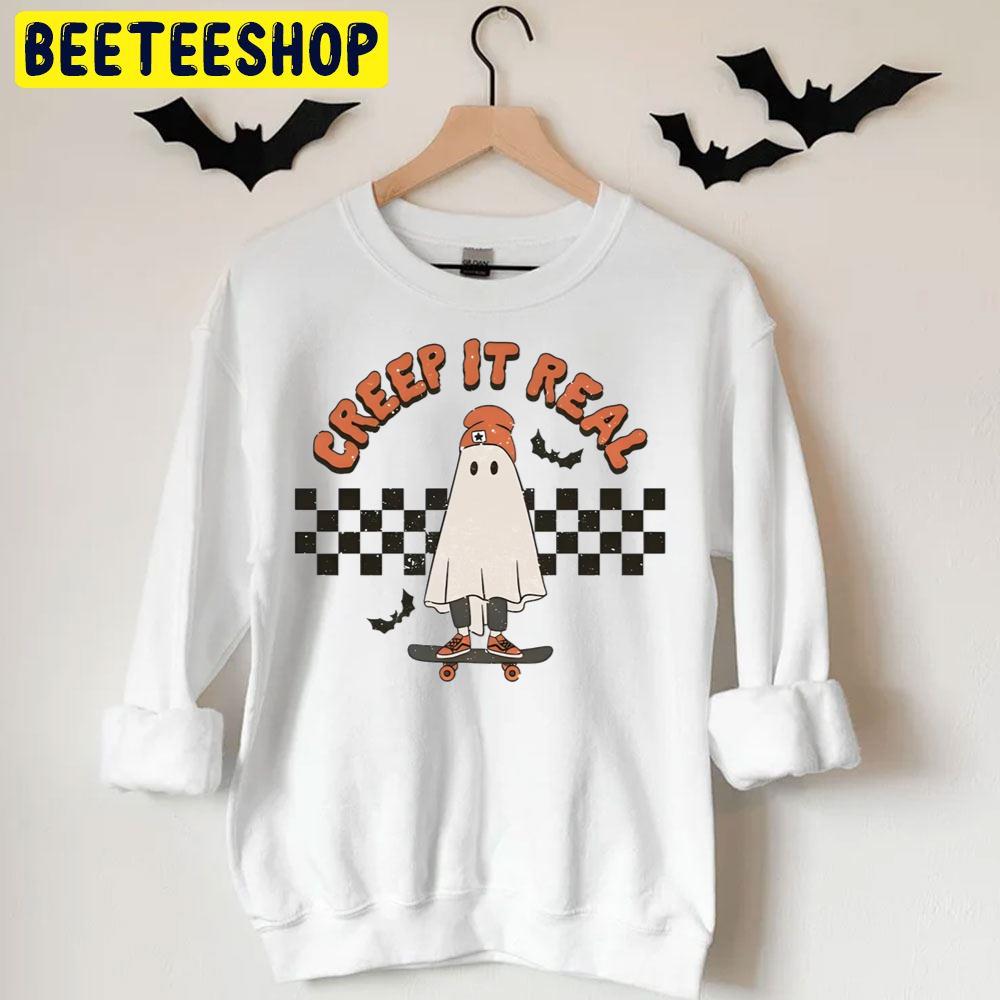 Creep It Real Skateboarding Ghost Boy Fall Season Halloween Trending Unisex T-Shirt Creep It Real Skateboarding Ghost Boy Fall Season Halloween Trending Unisex T-Shirt