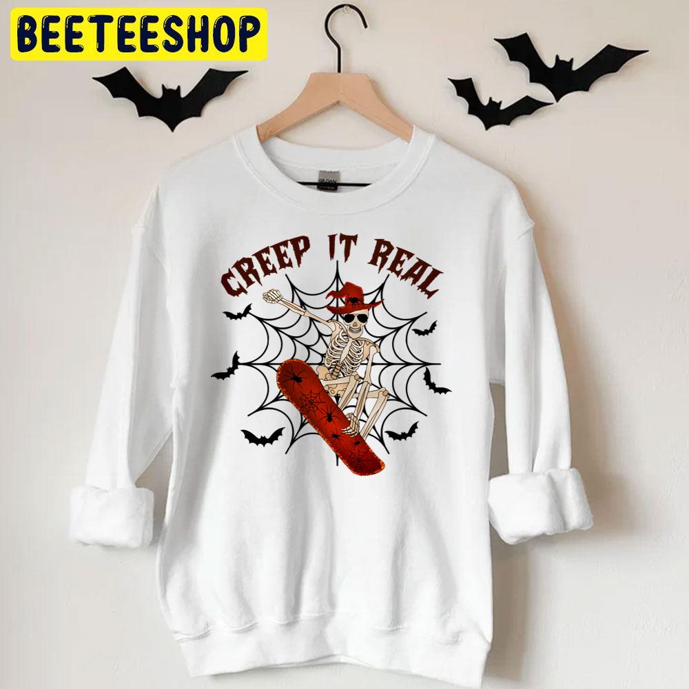 Creep It Real Skeleton Skateboarding Halloween Trending Unisex T-Shirt Creep It Real Skeleton Skateboarding Halloween Trending Unisex T-Shirt