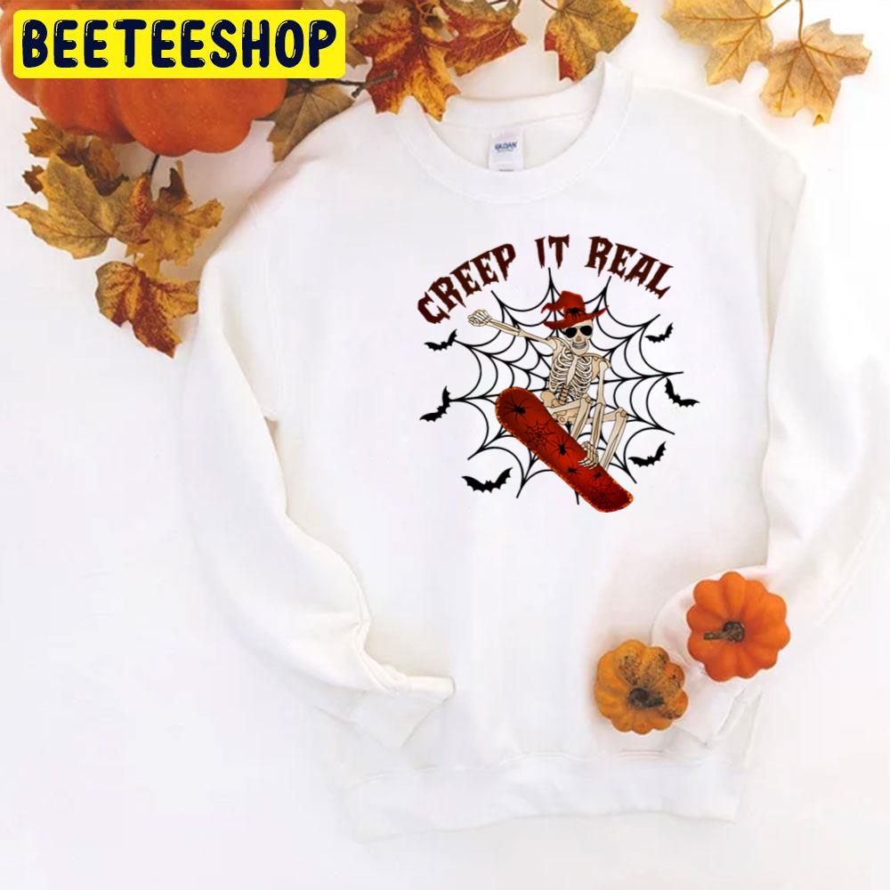 Creep It Real Skeleton Skateboarding Halloween Trending Unisex T-Shirt Creep It Real Skeleton Skateboarding Halloween Trending Unisex T-Shirt