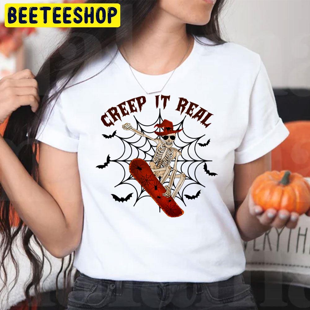 Creep It Real Skeleton Skateboarding Halloween Trending Unisex T-Shirt Creep It Real Skeleton Skateboarding Halloween Trending Unisex T-Shirt